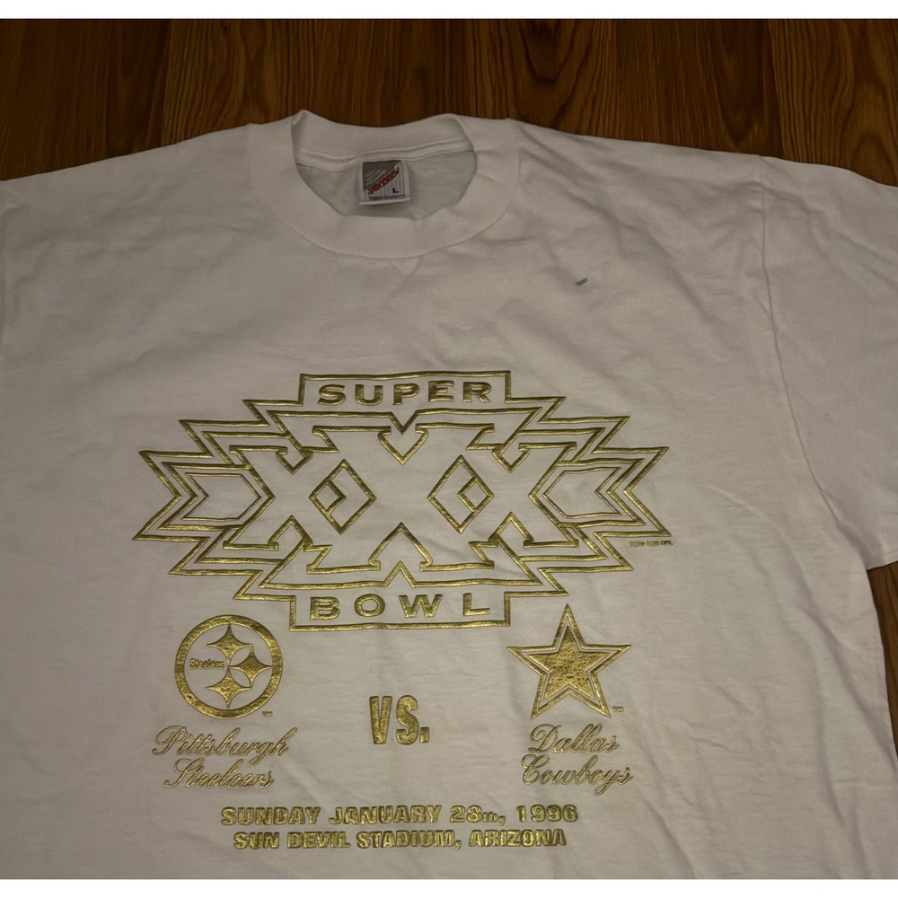 Vintage Super Bowl XXX T Shirt Mens Large Steelers Cowboys 1996 NFL USA